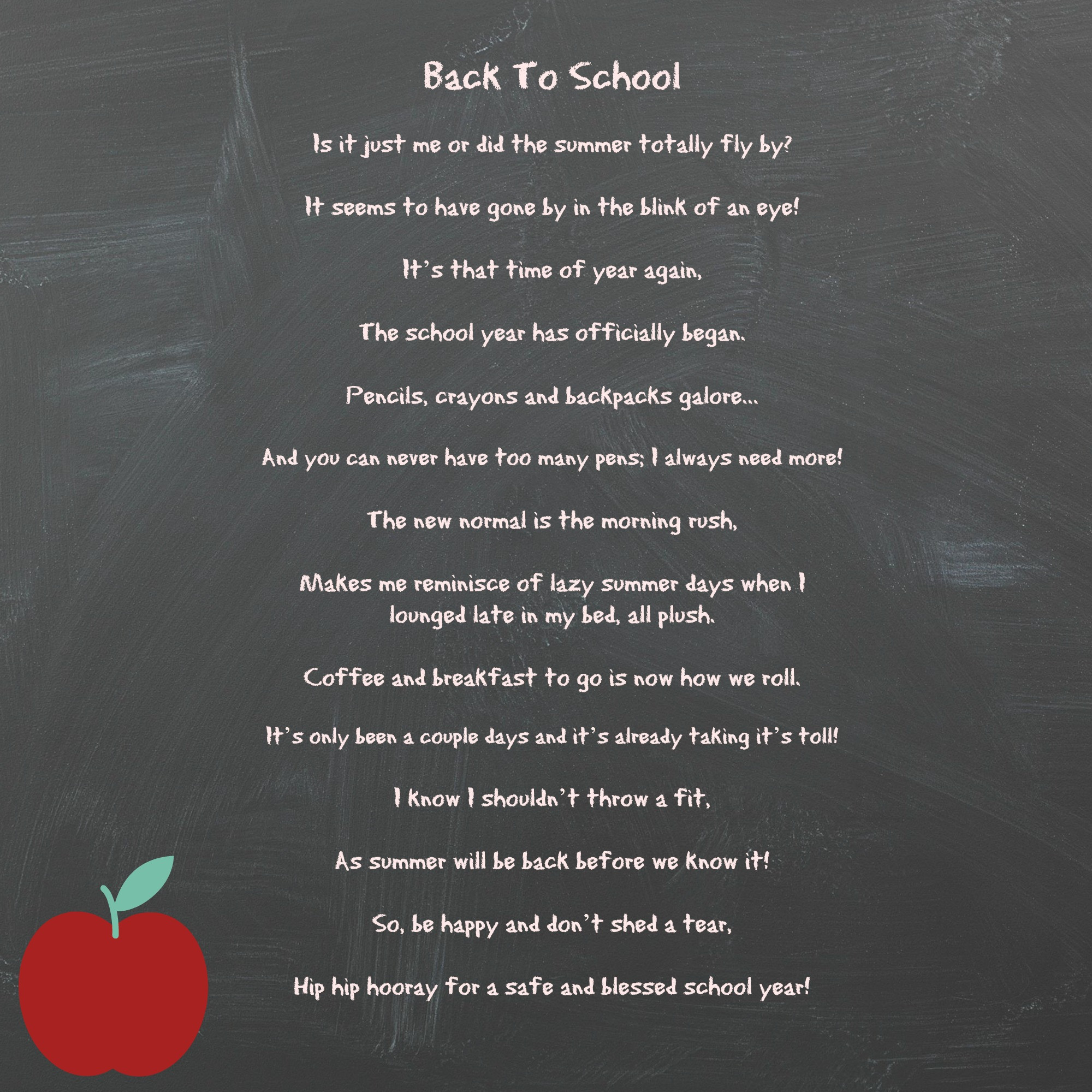 Back To School Poem
 back to school
