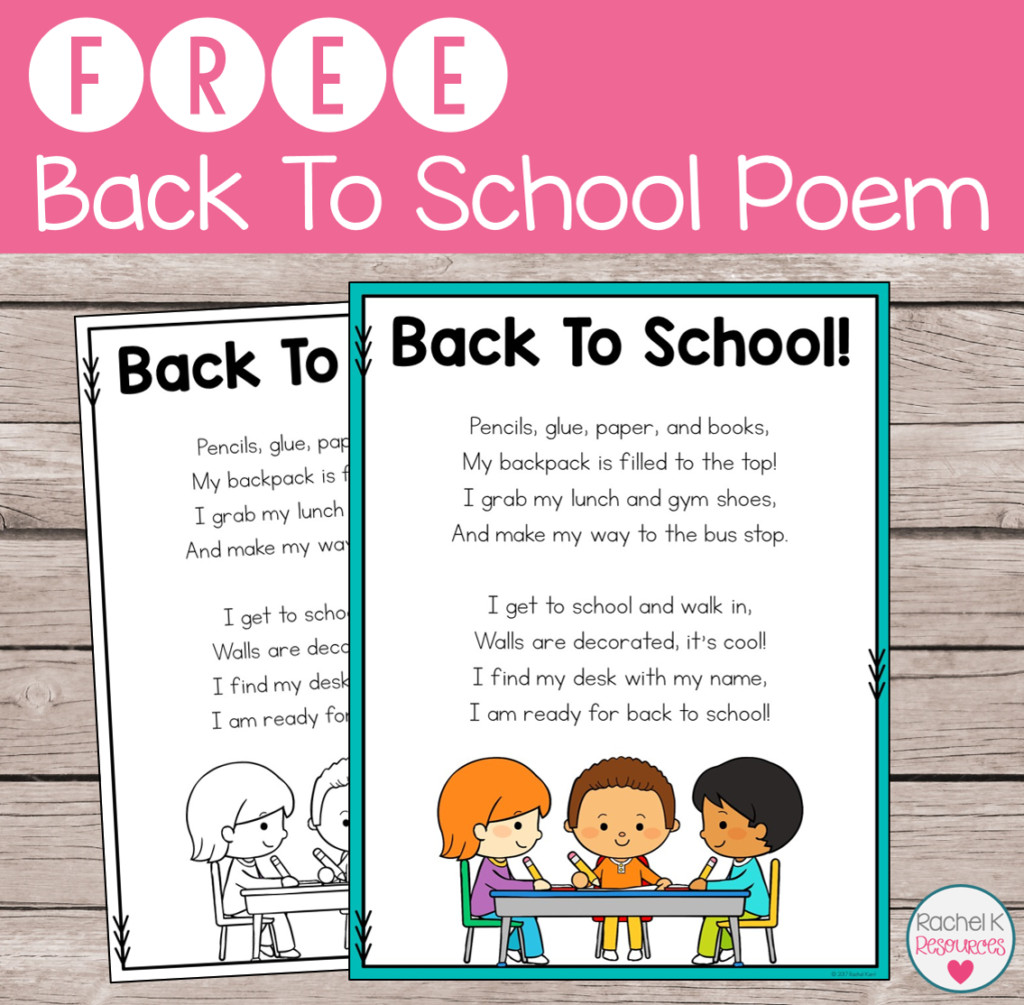 Back To School Poem
 FREE Back To School Poem Rachel K Tutoring Blog