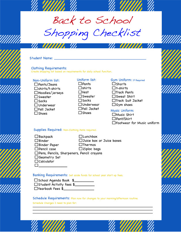 Back To School Shopping List
 Make Your Life Organized Back to School Check In