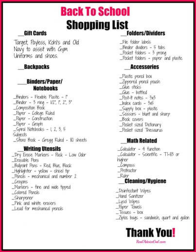 Back To School Shopping List
 Frugal Back to School Shopping Ideas Real Advice Gal
