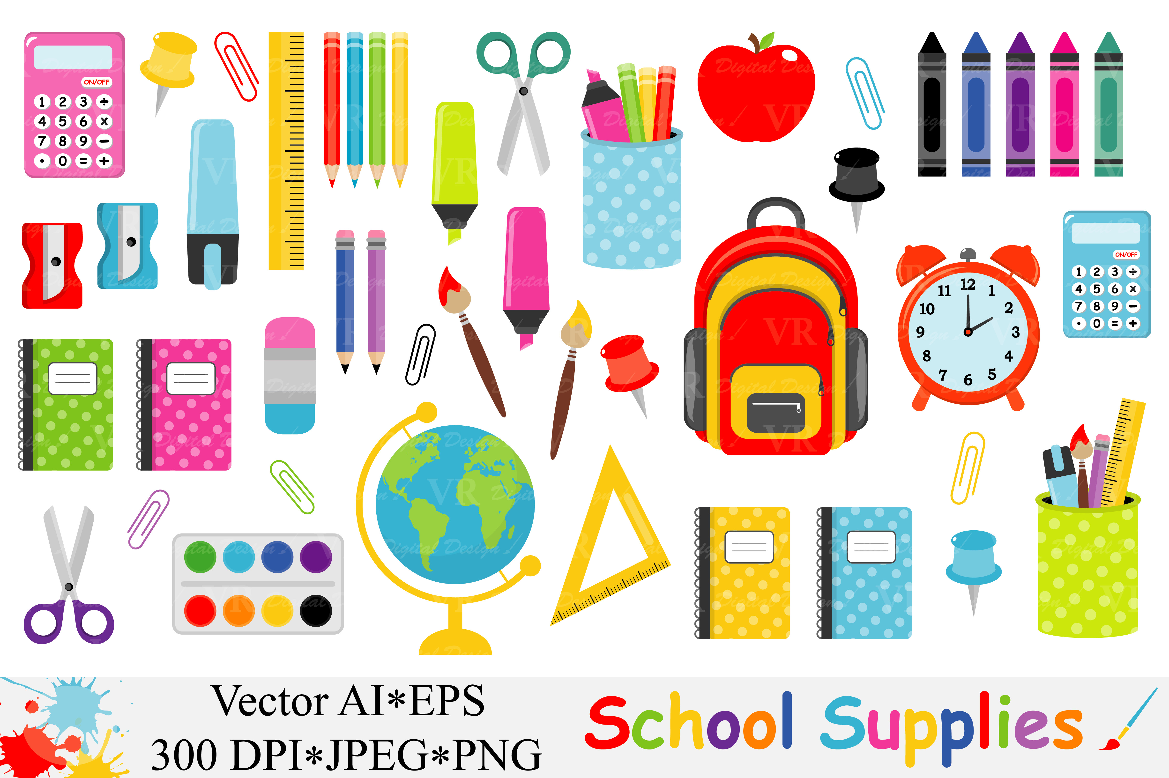 Back To School Supplies
 School Supplies Clipart Back to School Vector Graphic