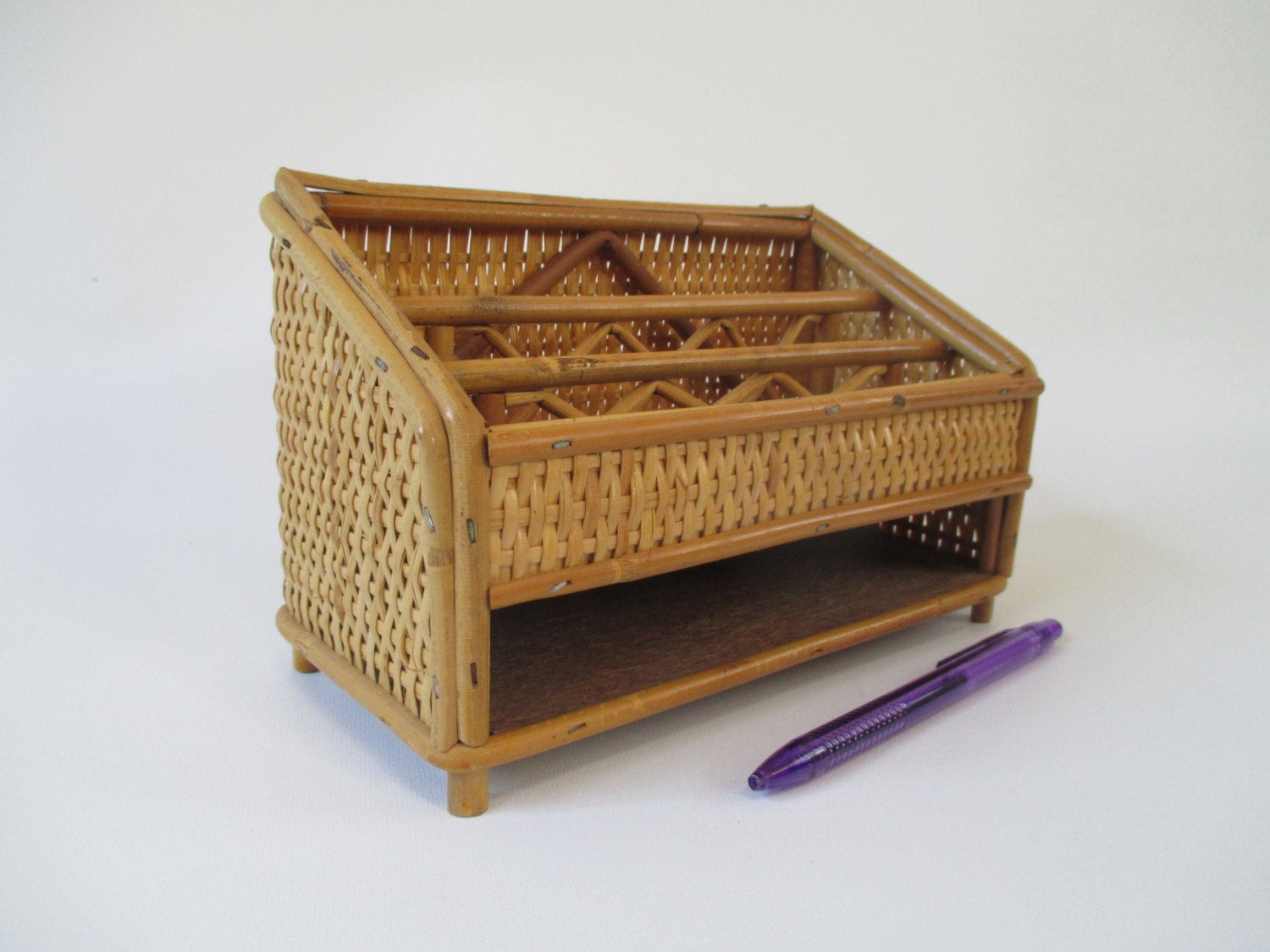 Bamboo Desk Organizer
 Reserved for tonicuz Desk Organizer Vintage Bamboo and
