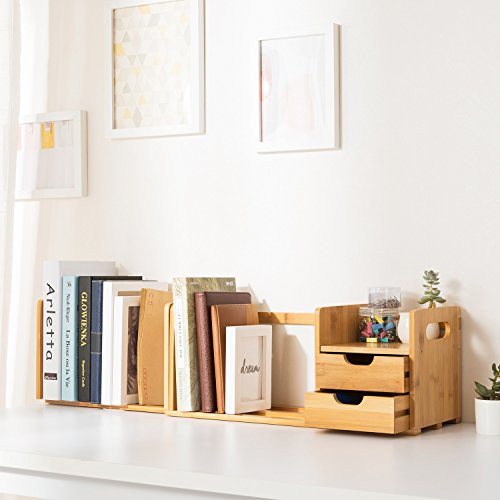 Bamboo Desk Organizer
 Natural Bamboo Desk Organizer With Extendable Storage For
