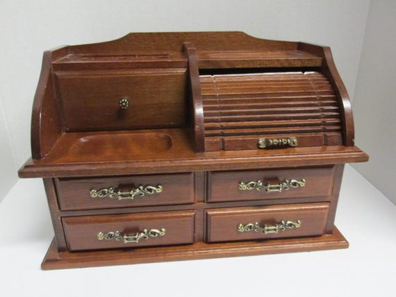 Best Desk Organizer
 Vintage Wood Desk Organizer Roll Top Desk Desk Storage