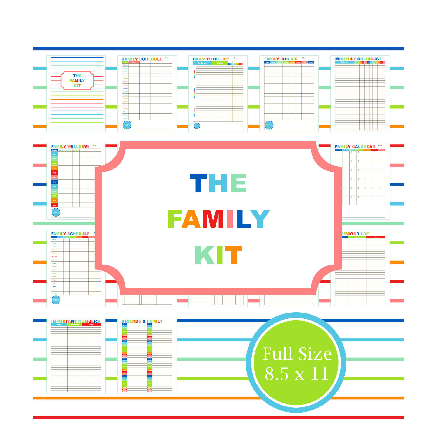 Calendar Organizer Planner
 FAMILY PLANNER KIT printable family calendar to do list