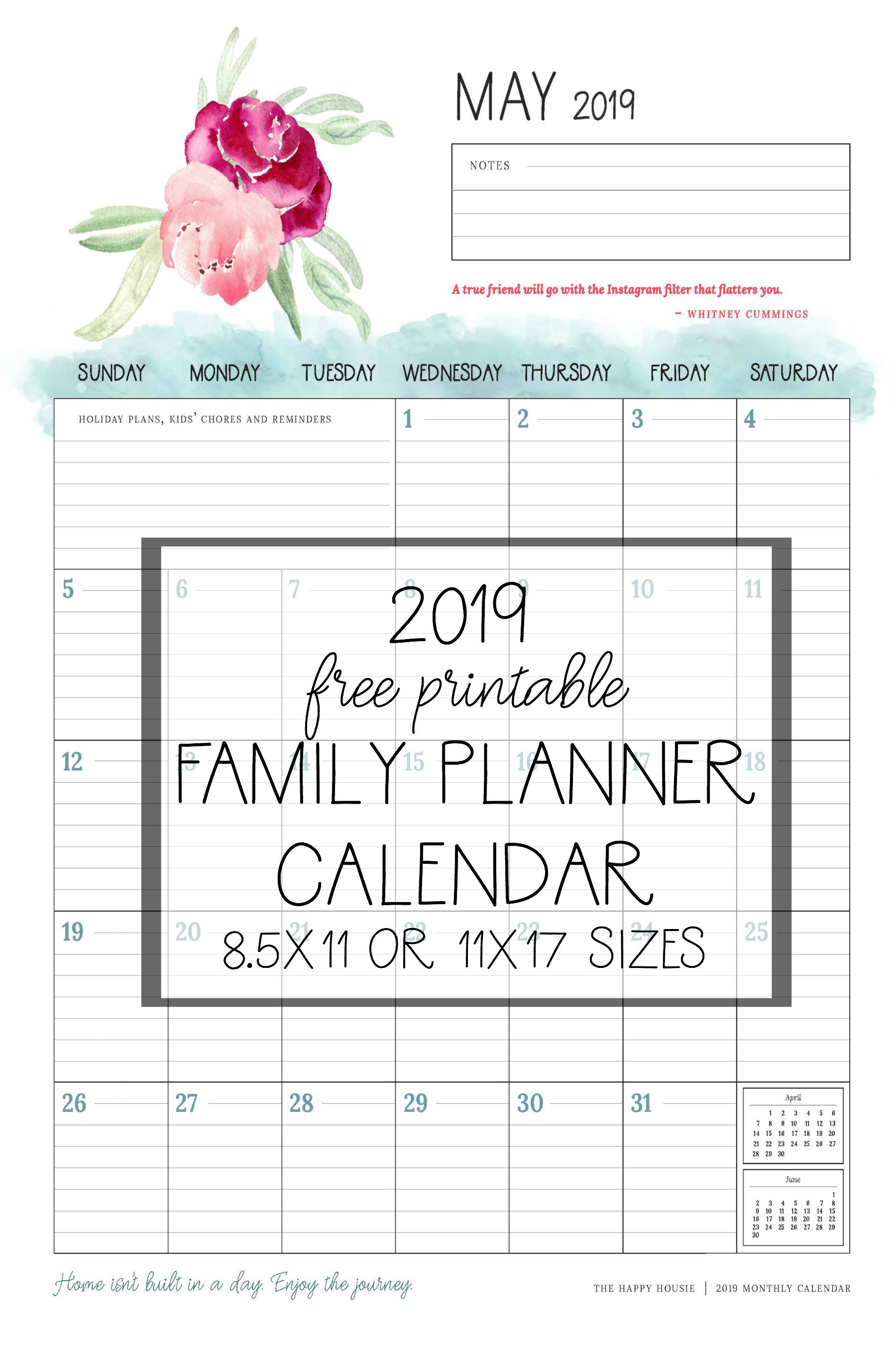 Calendar Organizer Planner
 Free 2019 Printable Calendar Family Planner Organizer