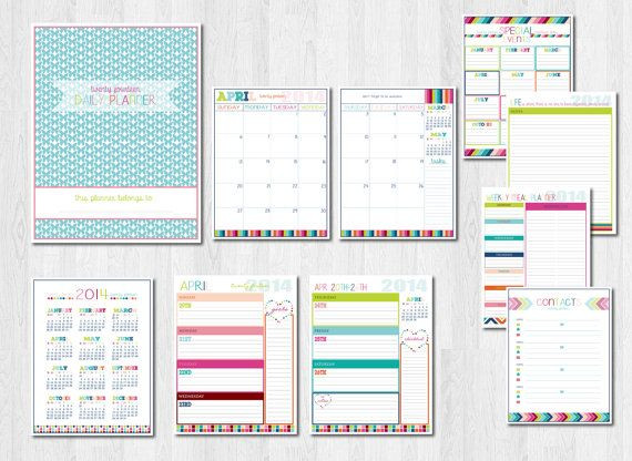Calendar Organizer Planner
 2017 PLANNER Pages Life Organizer Digital Printable