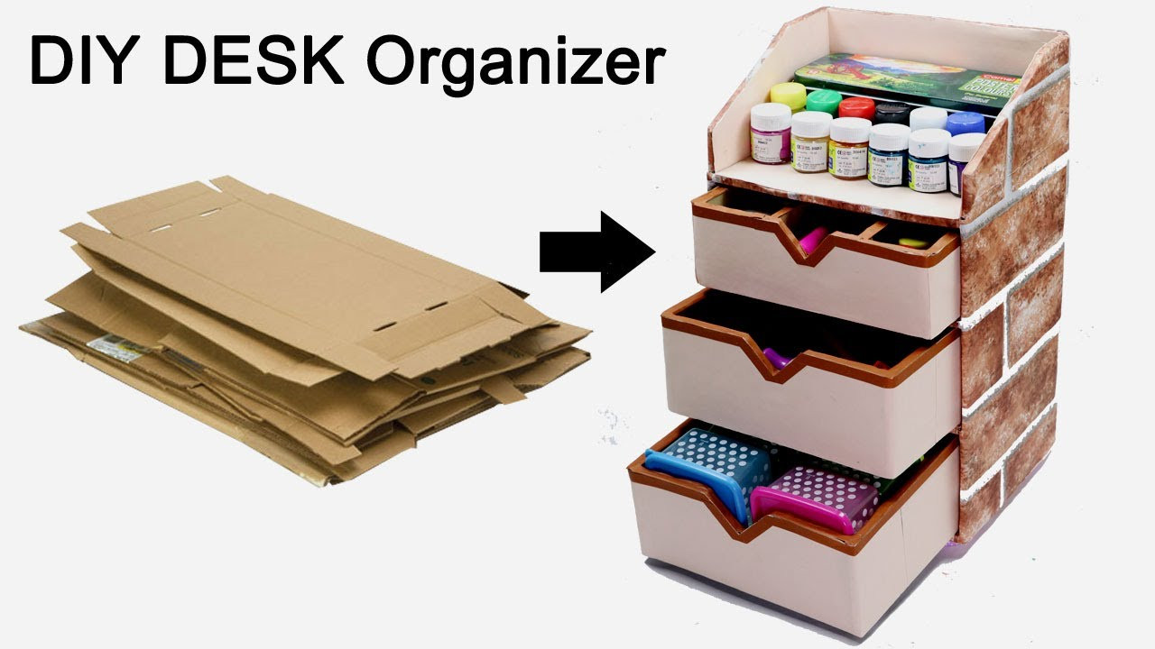 Cardboard Desk Organizer
 How to Make a Stationary DIY Desk Organizer Using