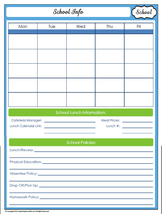 College Binder Organization Printables
 31 Days of Home Management Binder Printables Day 15