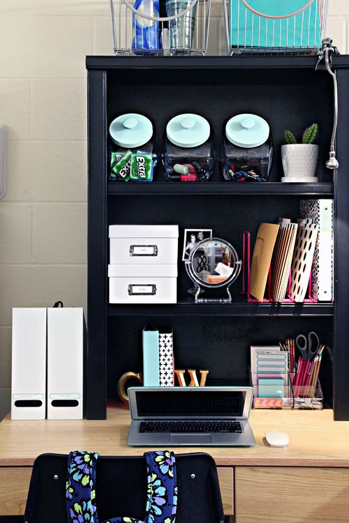 College Desk Organization
 Add a Hutch small bookcase to you Dorm Desk to give you