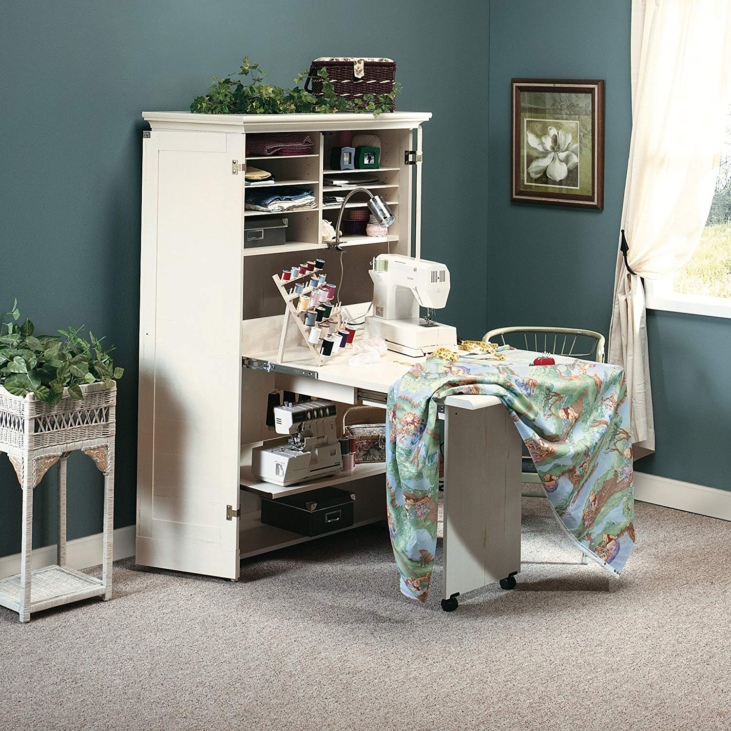 Craft Organizer Cabinet
 Sewing Machine Table Cabinet Craft Armoire Dresser Storage