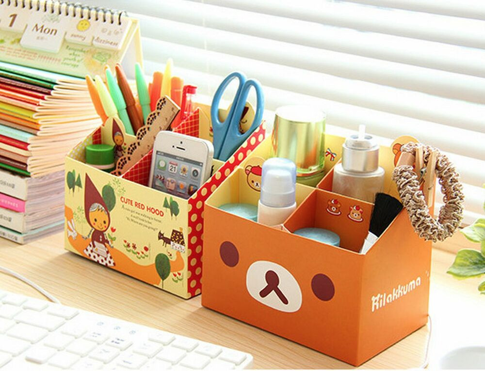 Cute Desk Organizer
 Korean Paper Stationery DIY Storage Pencil Box Desk