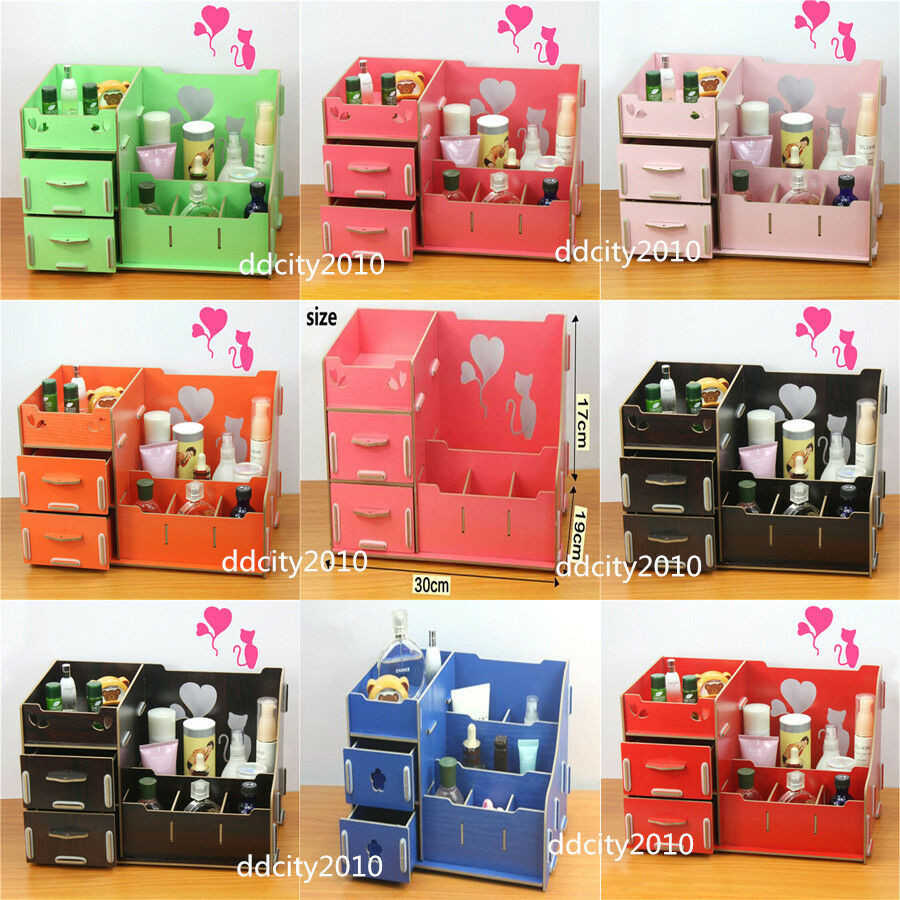 Cute Desk Organizer
 DIY Wooden storage box cosmetics Multifunctional Organizer