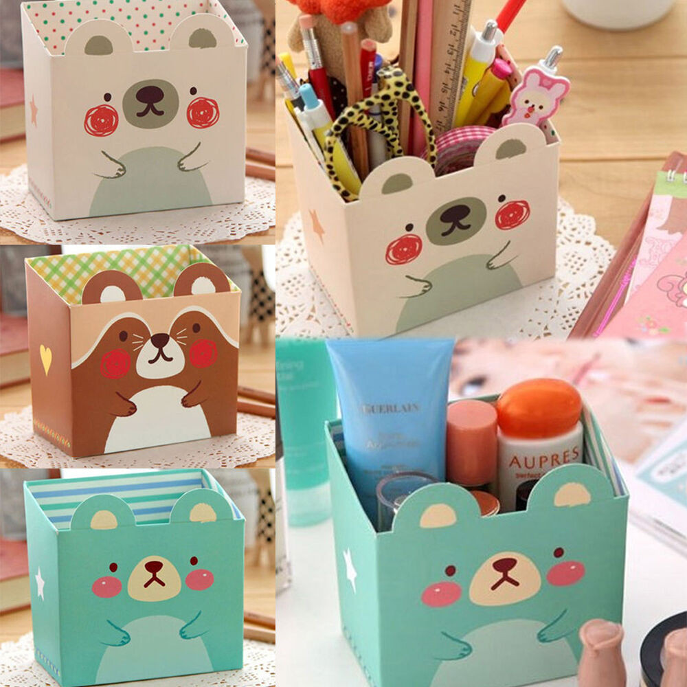 Cute Desk Organizer
 Paper Board Cute Cat Cartoon Storage Box DIY Cosmetic