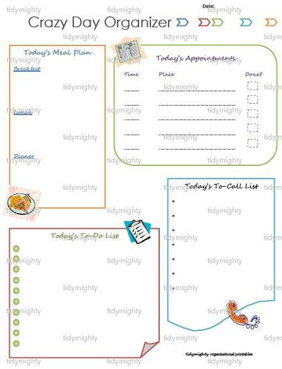 Day Planner organizer Awesome Crazy Day Daily Planner organizer Printable Pdf by