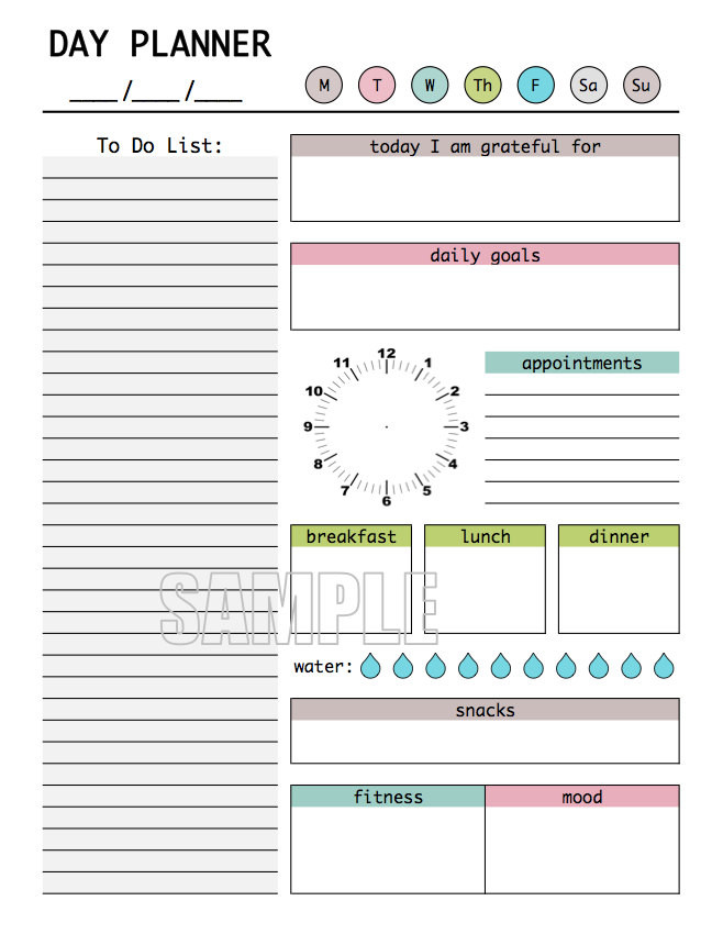 Day Planner Organizer
 Day Planner Printable EDITABLE Daily planner weekly