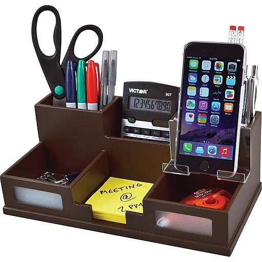 Desk Phone Stand Organizer
 Victor Technology Wood Desk Organizer with Smart Phone
