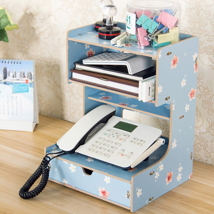 Desk Phone Stand Organizer
 Wooden fice Desk Organizer Multi functional Home fice