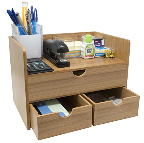 Desk Shelf Organizer
 Sorbus 3 Tier Bamboo Shelf Organizer for Desk with Drawers