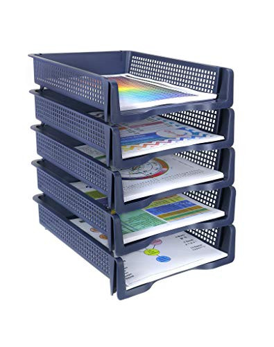 Desktop Paper Organizer
 5 Tier Plastic Desk Letter Organizer Trays Stackable