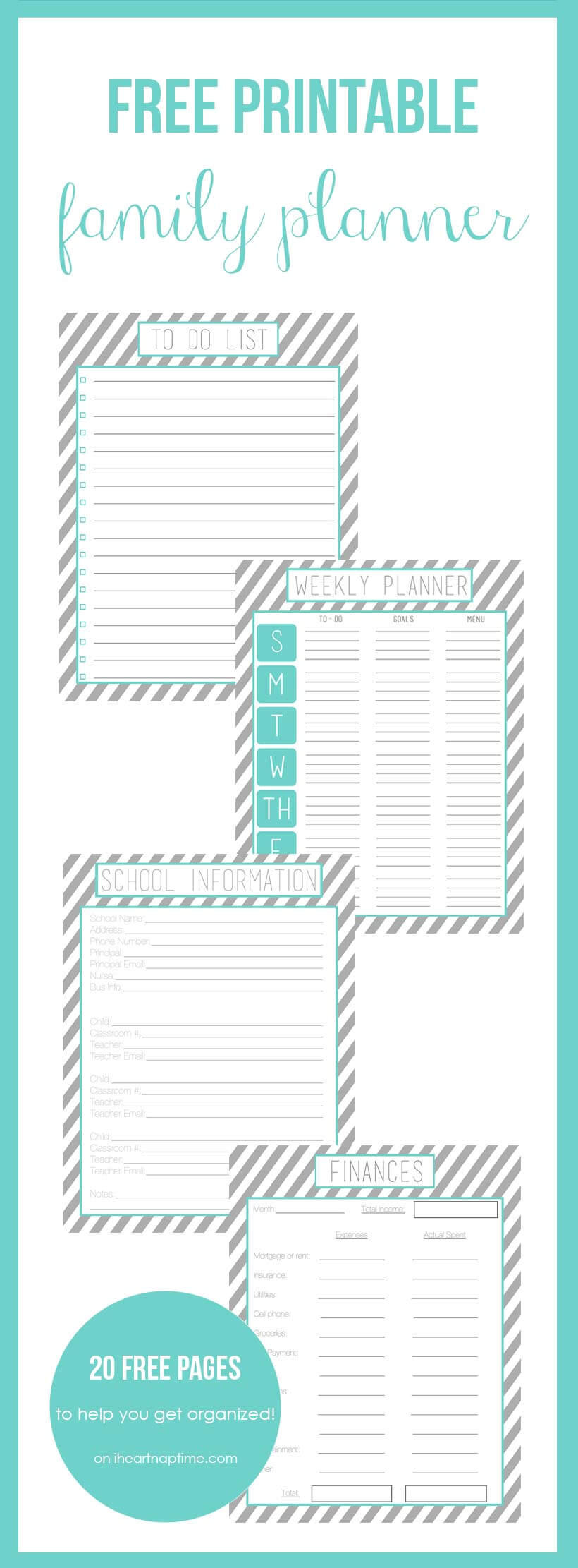 Family Planner Organizer
 2015 free printable family planner I Heart Nap Time