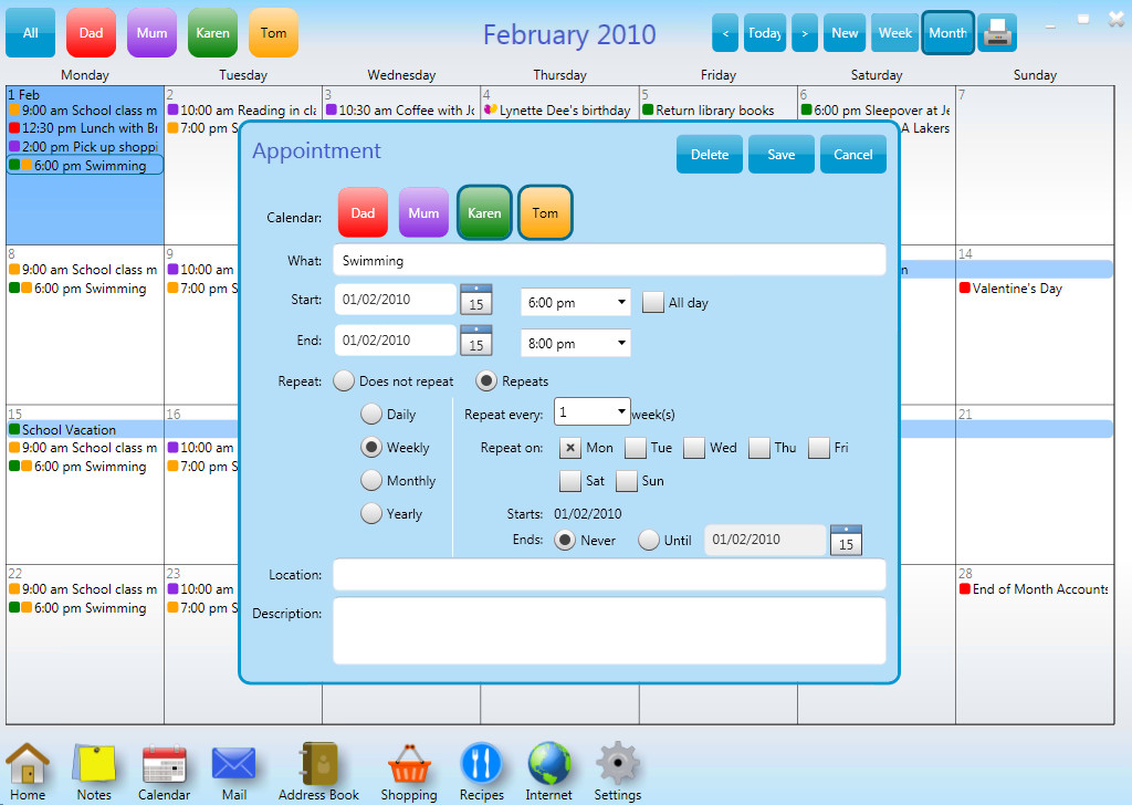 Family Planner Organizer
 Family Organizer Calendar & Planner Software