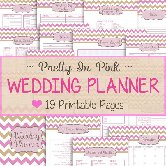Free Printable Wedding Organizer Binder
 Wedding Planner 19 Printable Pages Pretty In Pink