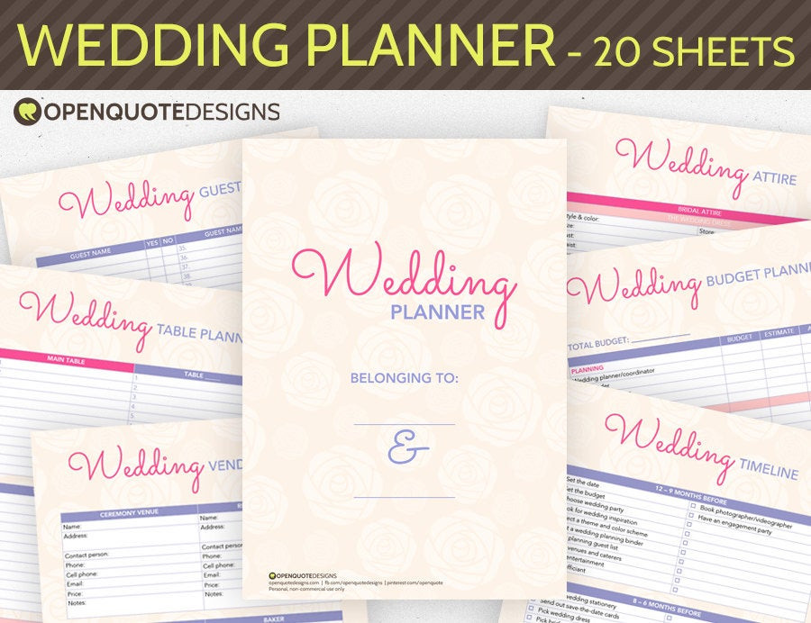 Free Printable Wedding Organizer Binder
 Printable Wedding Planner Organizer Printable by