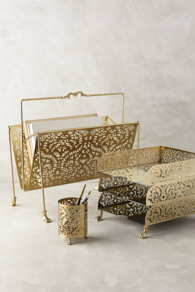 Gold Desk Organizer
 A Touch Glamor At The Workplace Gold Desk Accessories