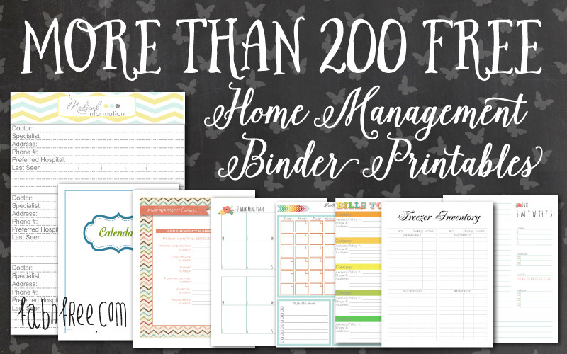 Home Organization Binder
 More than 200 FREE Home Management Binder Printables