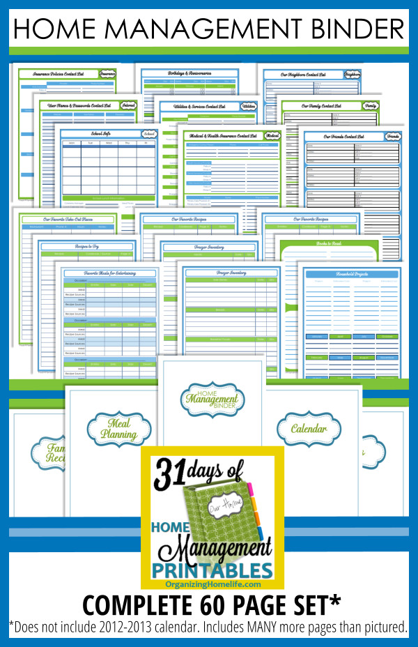 Home Organization Binder
 plete 60 Page Home Management Binder Printable Kit
