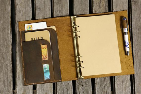 Leather Planner Binder Organizer
 Personalized A5 leather binder notebook A5 leather organizer