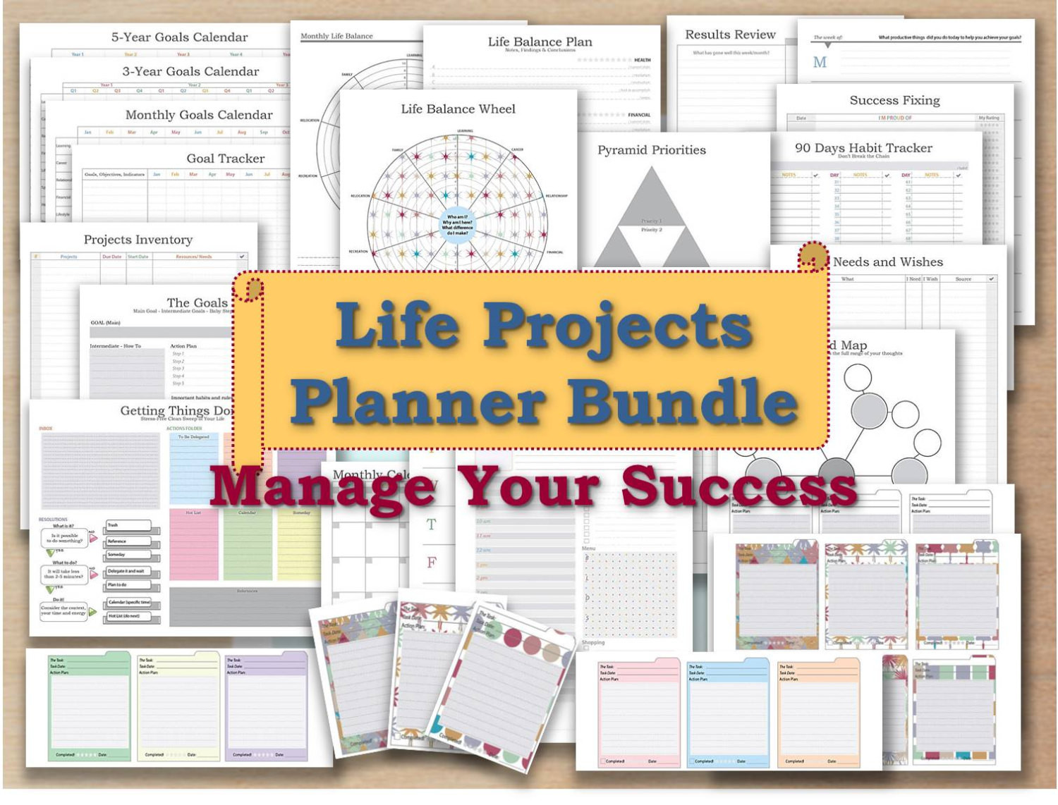 Life Organizer Planner
 Project planner life organizer kit and cards plan template