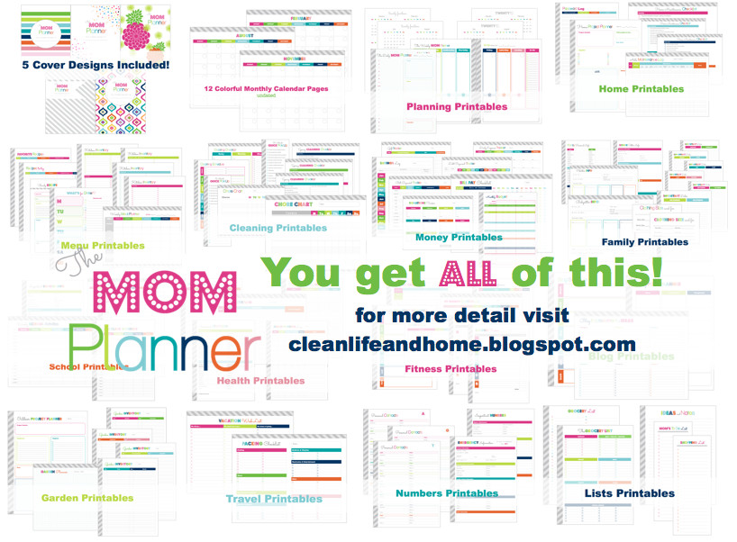 Mom Planner Organizer
 Clean Life and Home The Mom Planner Printable Home
