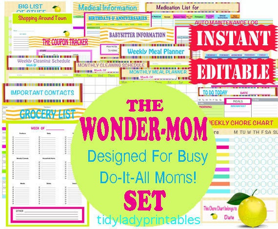 Mom Planner Organizer
 Mom Planner Printable Organizer Sheets by TidyLadyPrintables