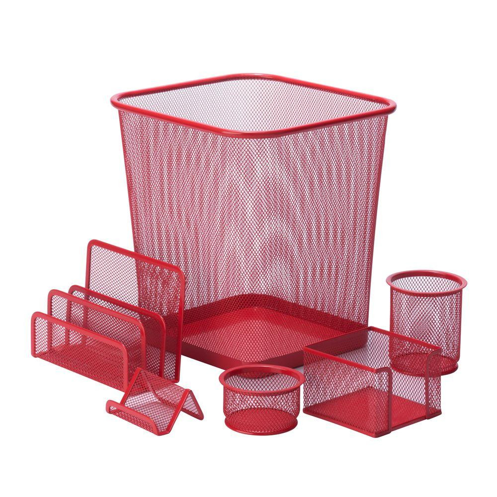 Office Depot Organizer
 Honey Can Do 6 Piece Steel Mesh Desk Set in Red OFC