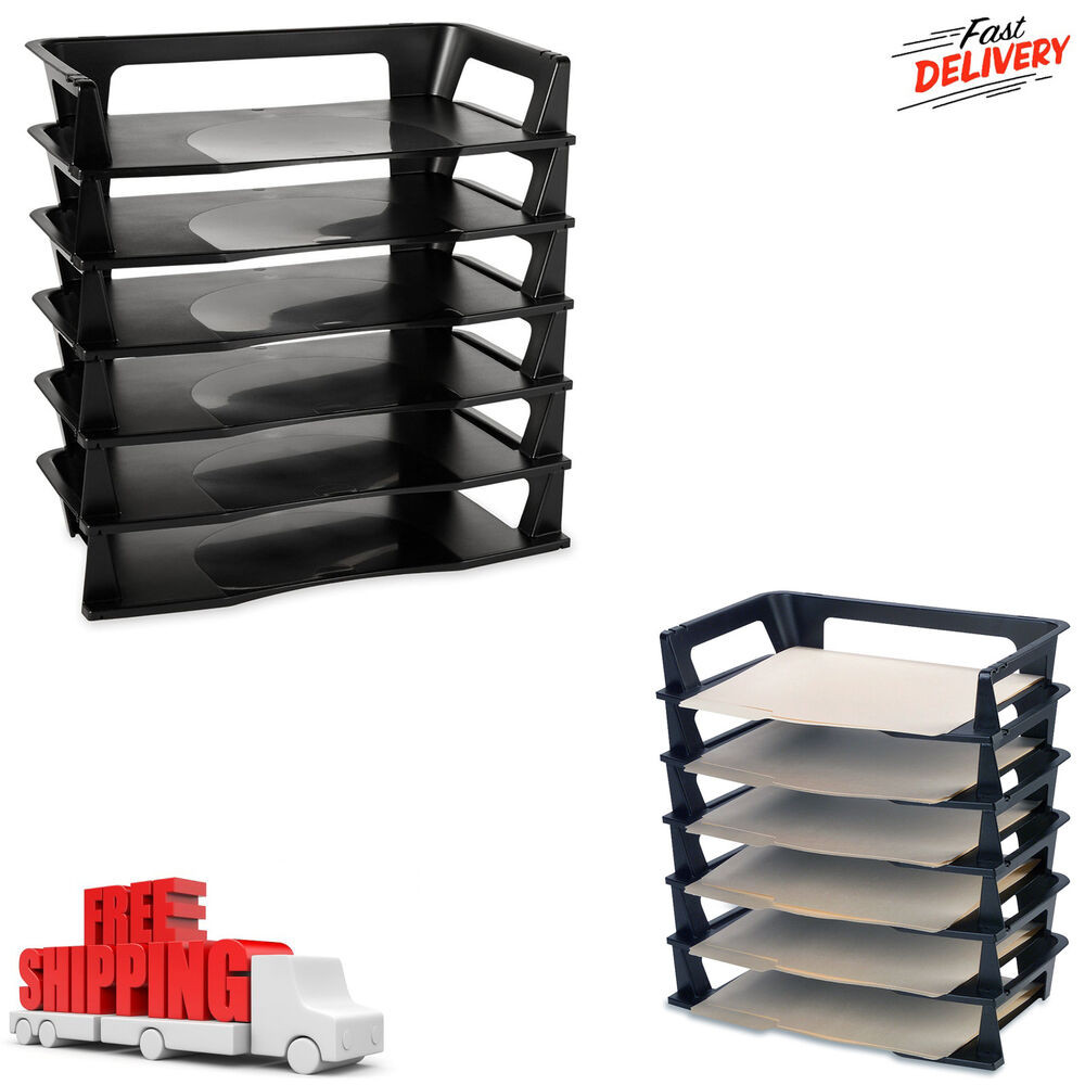 Office Paper Organizer
 6 Pack Stackable Letter Tray Desk fice File Document