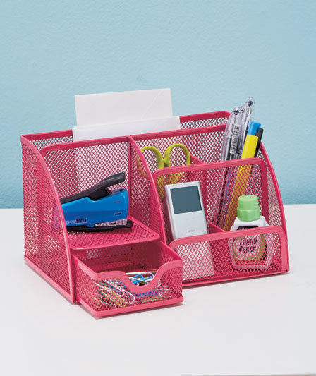 Office Supply Organizer
 Bright Pink Mesh fice Supply Desk Organizer Pen Phone