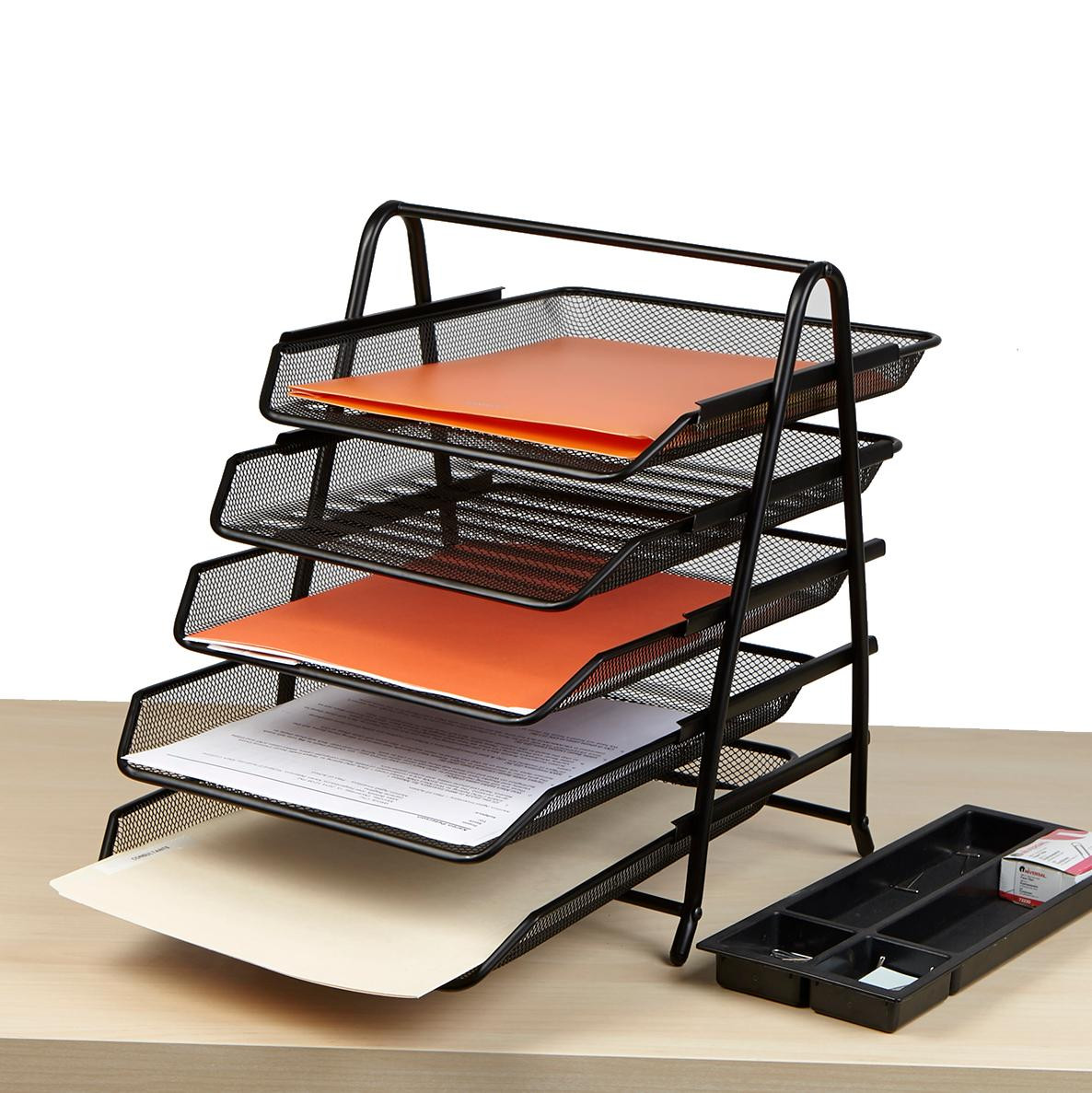Paper Organizer Tray
 Amazon Mind Reader Desk Organizer with 5 Sliding