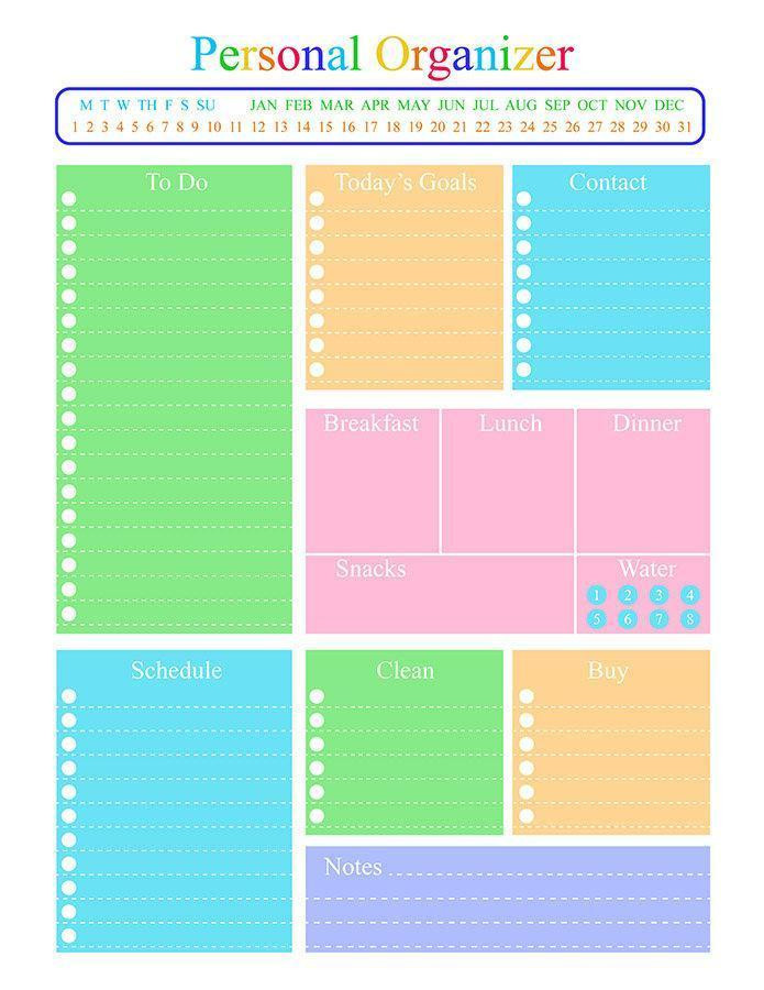 Personal Organizer Planner
 Personal Organizer Daily Planner Printable