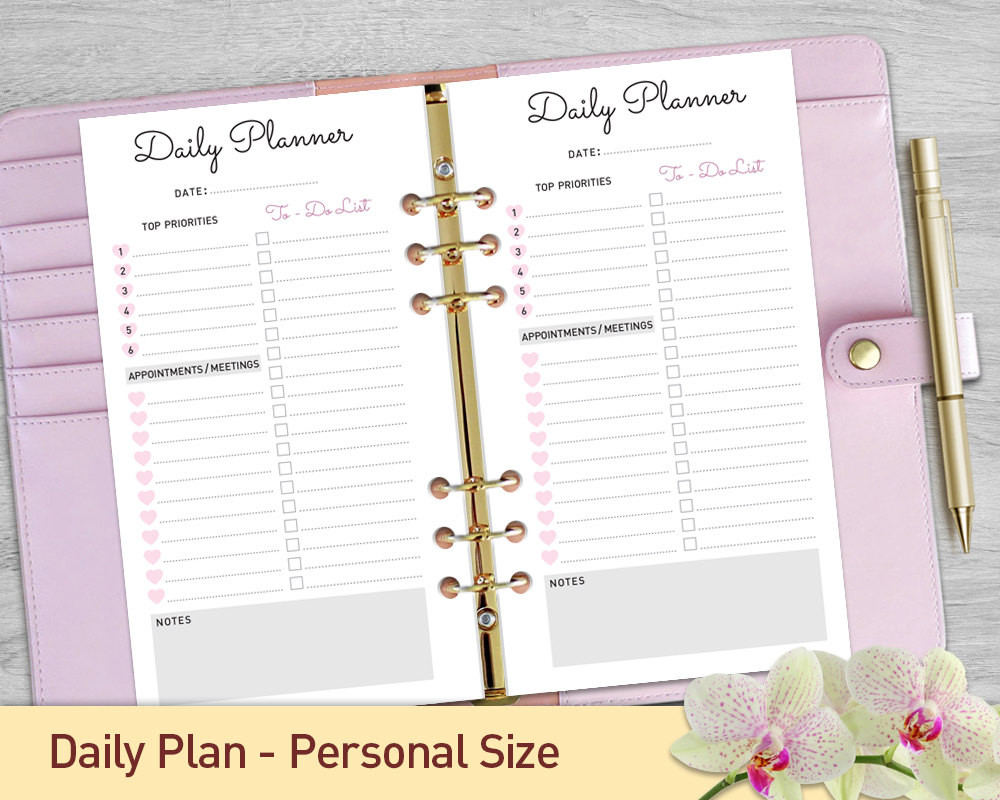 Personal Organizer Planner
 Personal Size DAILY PLANNER Printable Planner Inserts Daily