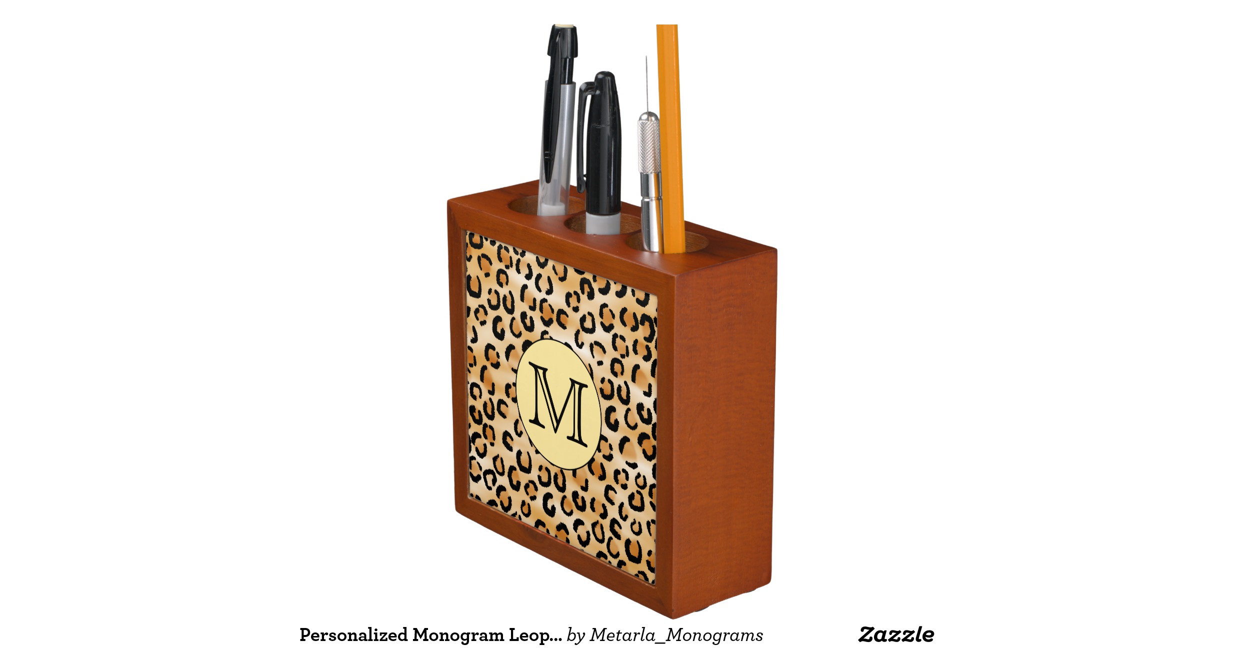 Personalized Desk Organizer
 personalized monogram leopard print pattern desk organizer