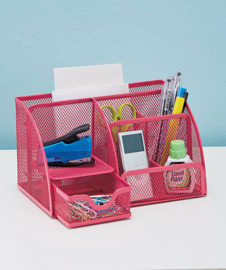 Pink Desk organizer Elegant Bright Pink Mesh Fice Supply Desk organizer Pen Phone