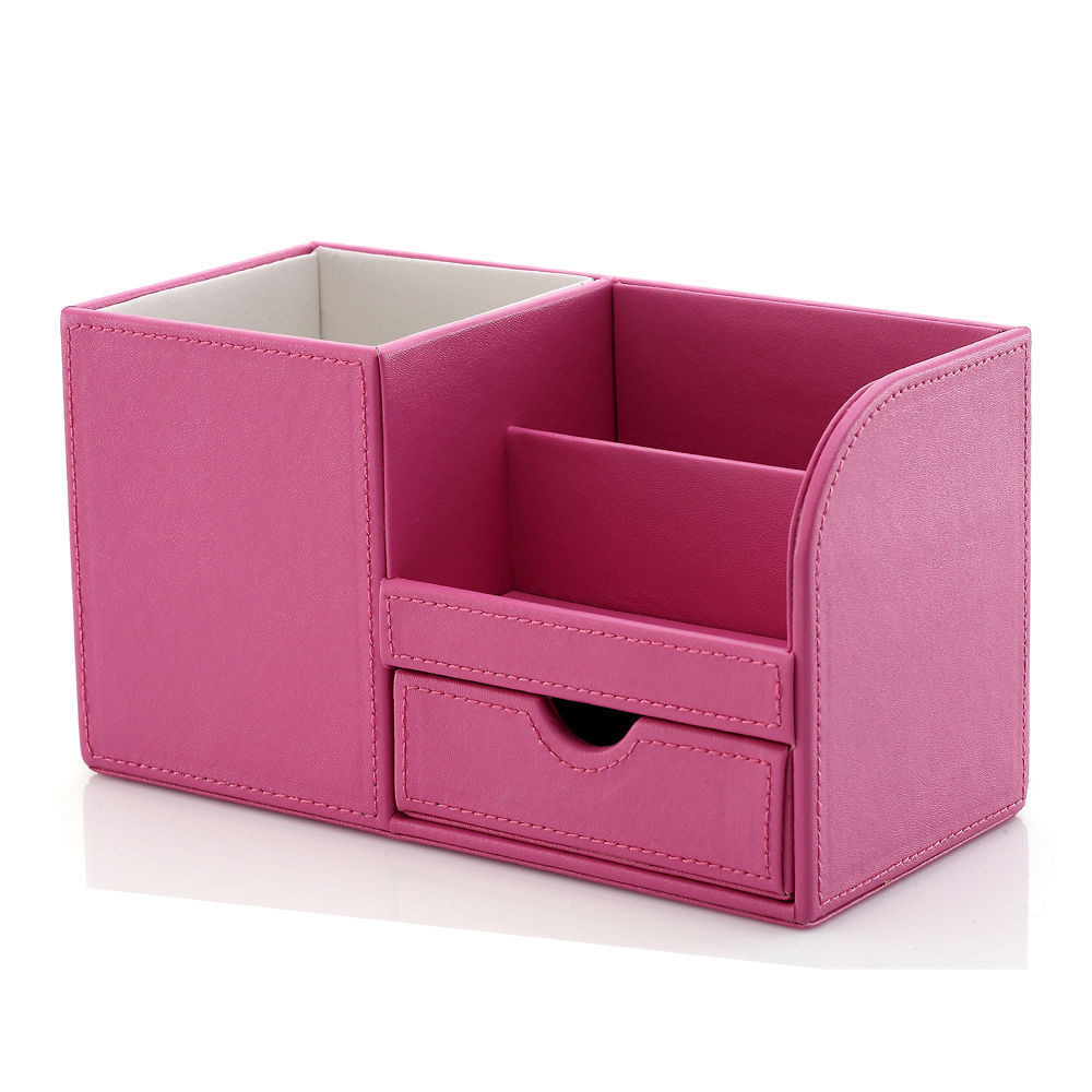 Pink Desk Organizer
 Faux Leather fice Decor Desk Organizer Stationery Holder