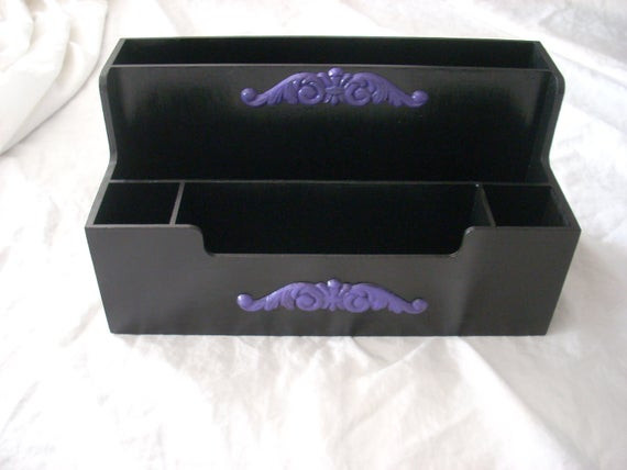 Purple Desk Organizer
 Gothic Victorian Tiered Purple & Black Desk Caddy by