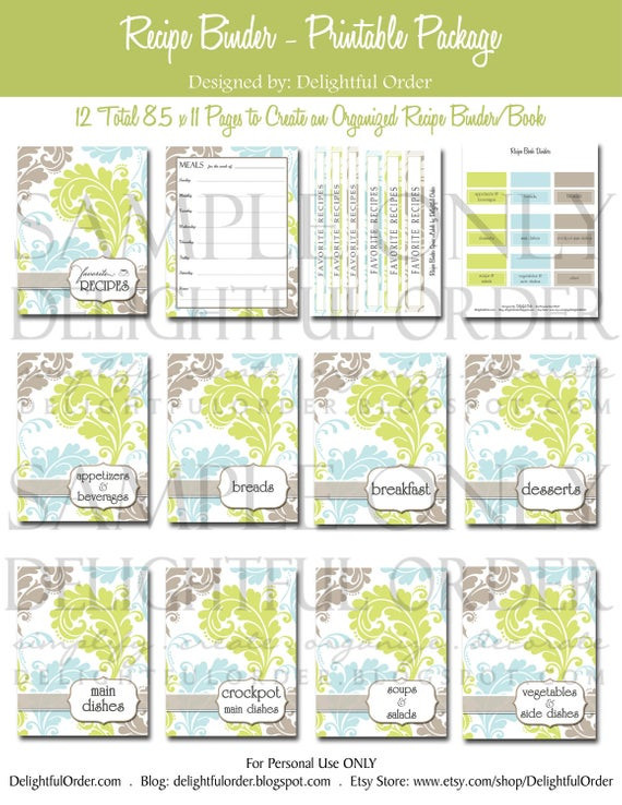 Recipe Binder Organizer
 Recipe Binder Organizer 13 pages PDF Printable by