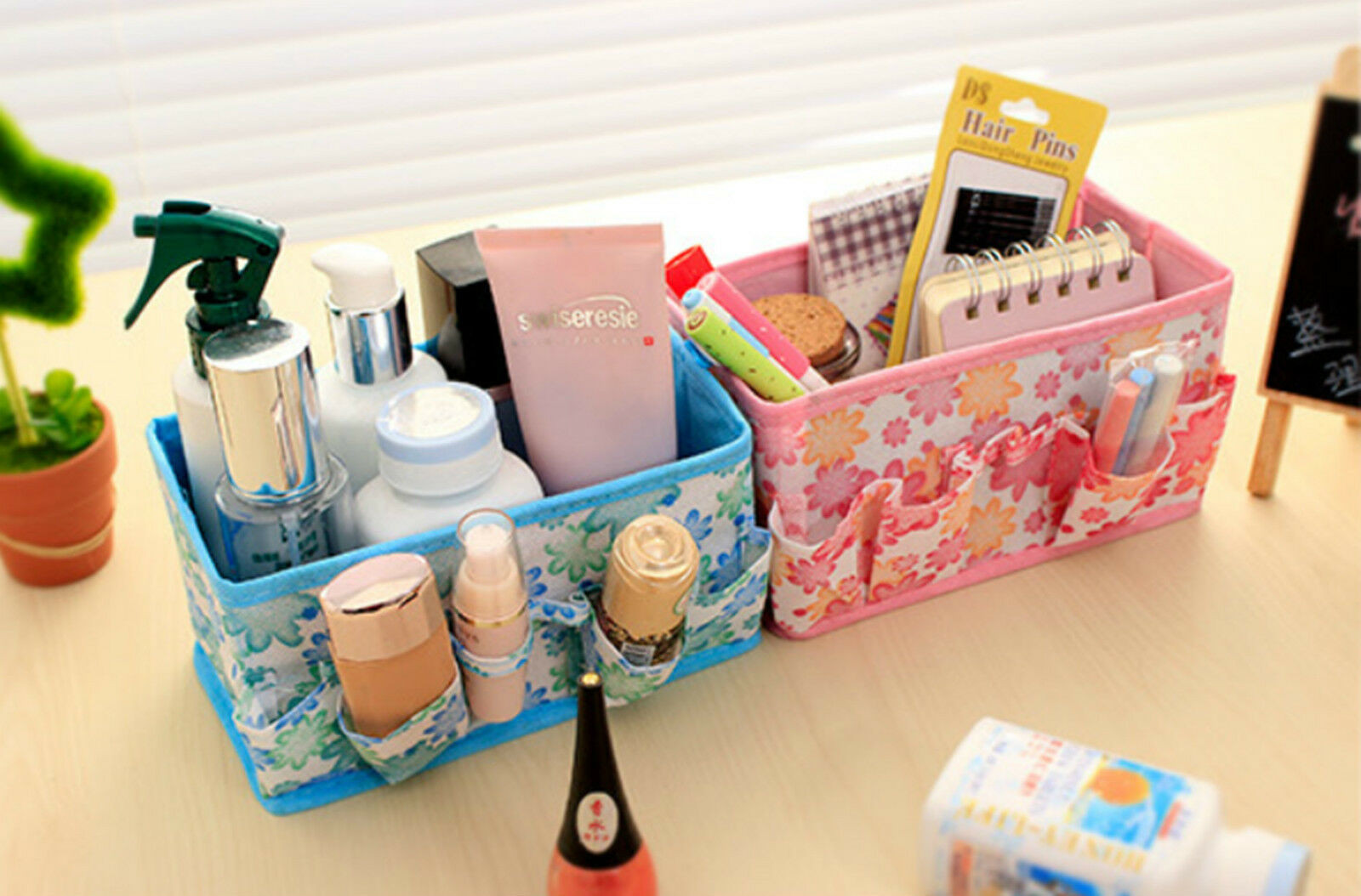 Small Desk Organizer
 orange Paper Board Cosmetic Storage Box DIY Makeup Desk