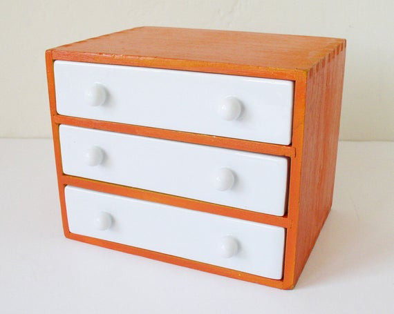 Small Desk Organizer
 Small chest of drawers desk organizer by kitschcafe on Etsy