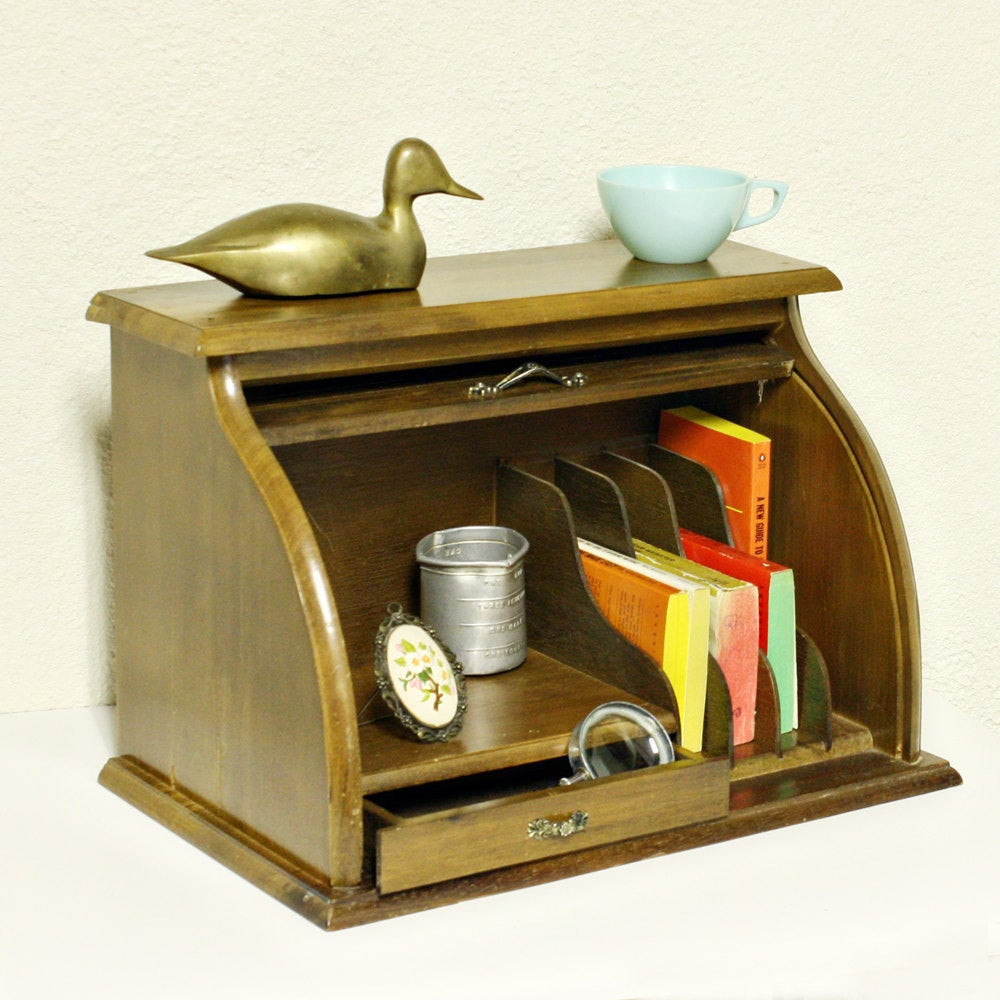 Vintage Desk Organizer
 Vintage bread box desk organizer desk caddy by OldCottonwood