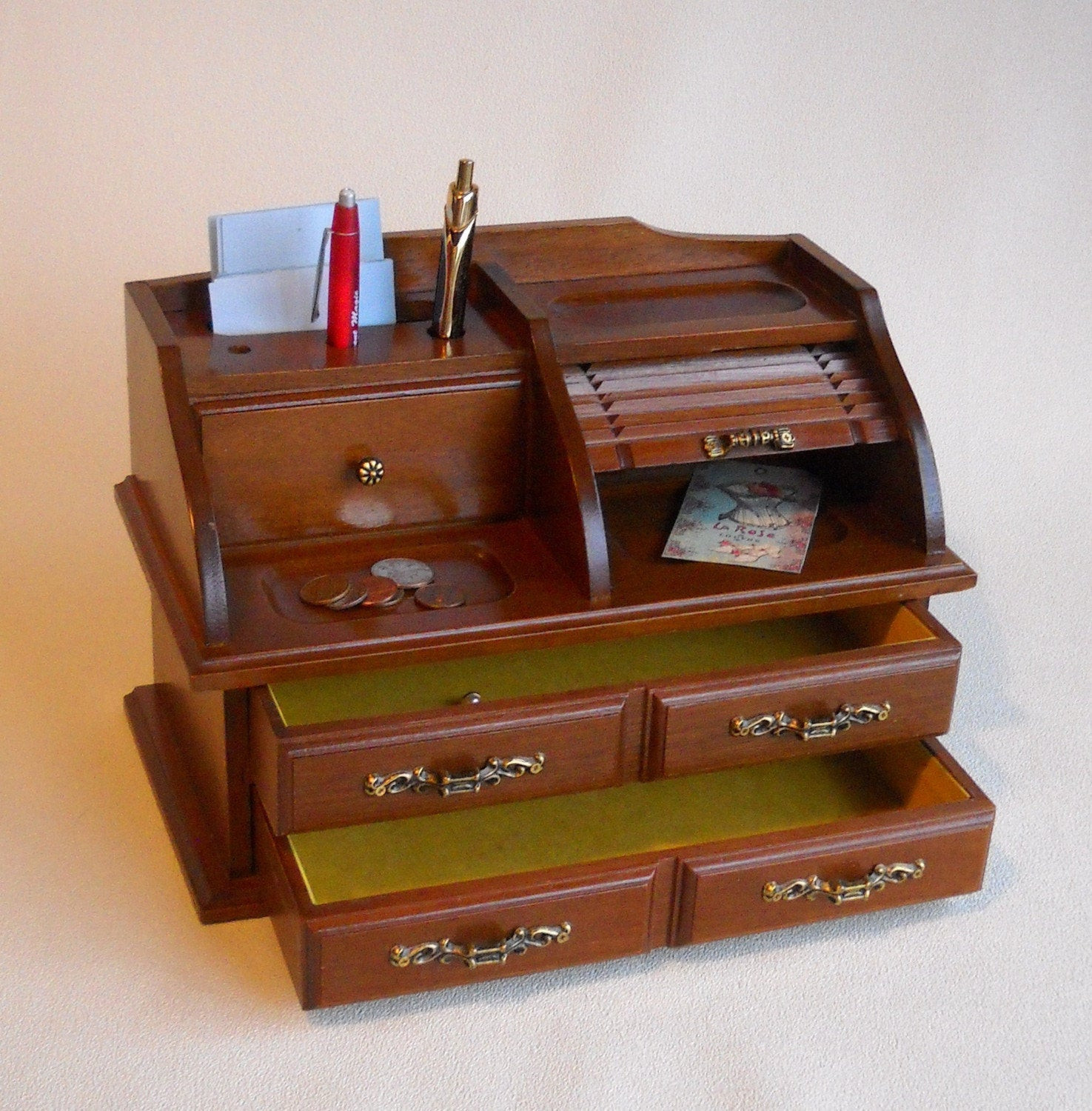 Vintage Desk organizer Inspirational Vintage Wooden Secretary Desk organizer